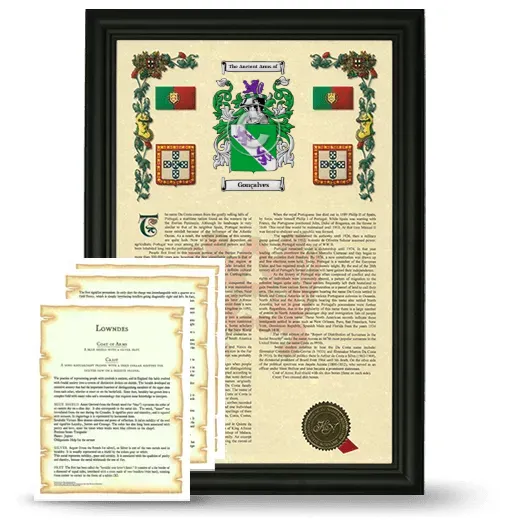 Gonçalves Framed Armorial History and Symbolism - Black