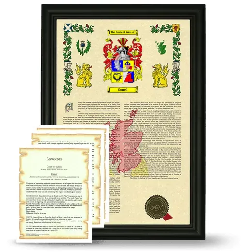 Gonell Framed Armorial History and Symbolism - Black