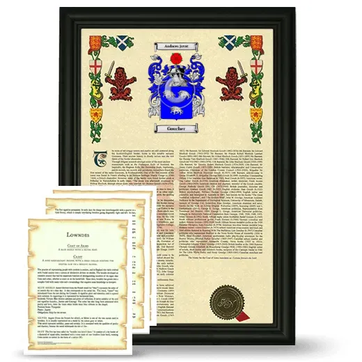 Goucher Framed Armorial History and Symbolism - Black