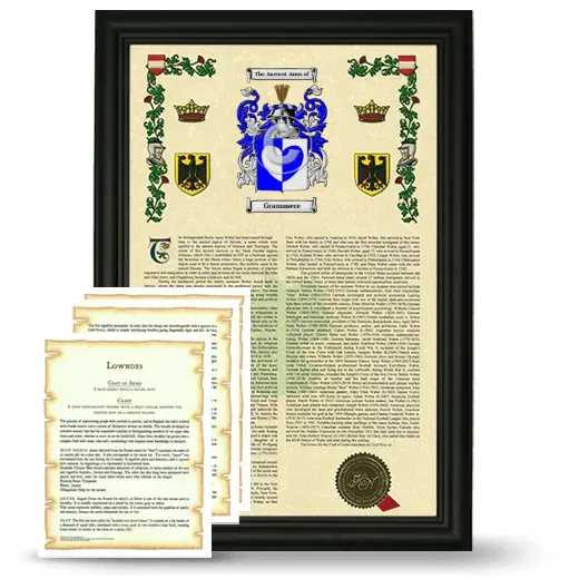 Grammere Framed Armorial History and Symbolism - Black