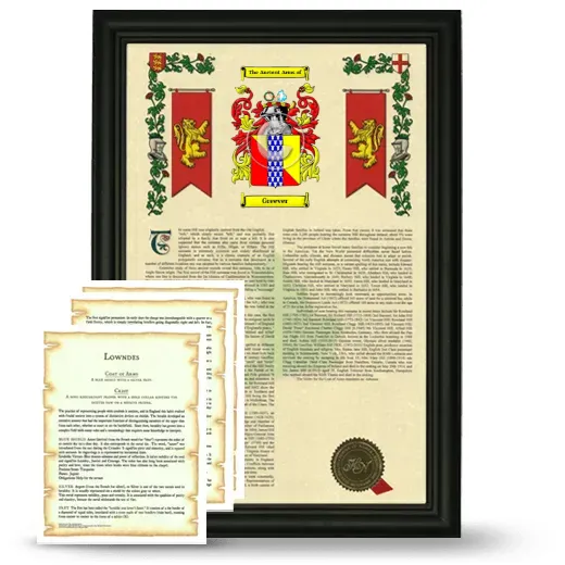 Greever Framed Armorial History and Symbolism - Black