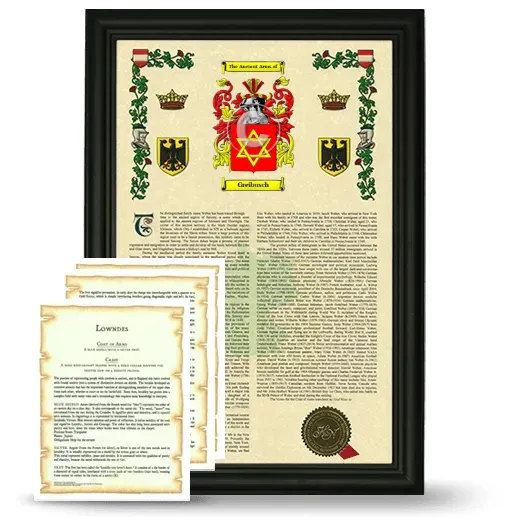 Greibusch Framed Armorial History and Symbolism - Black