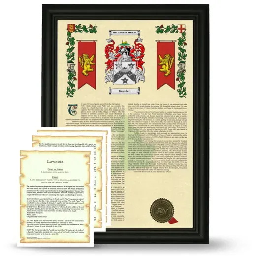 Greshin Framed Armorial History and Symbolism - Black