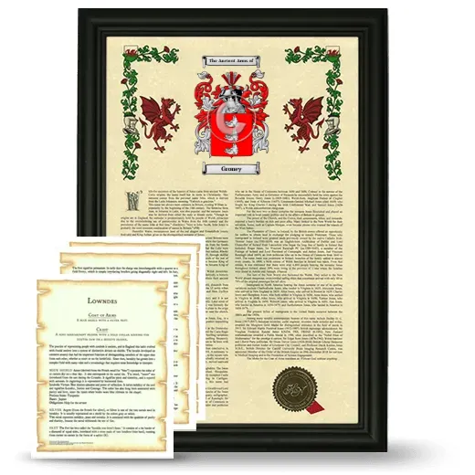 Groney Framed Armorial History and Symbolism - Black