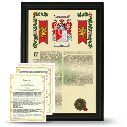 Grue Framed Armorial History and Symbolism - Black