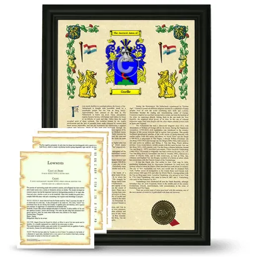 Guelle Framed Armorial History and Symbolism - Black