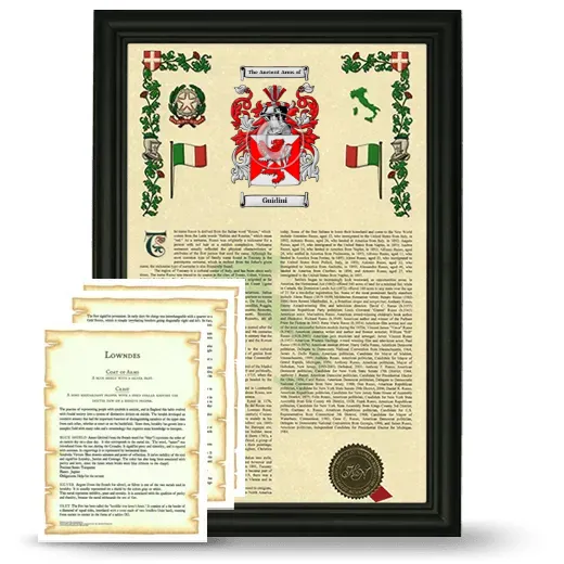 Guidini Framed Armorial History and Symbolism - Black