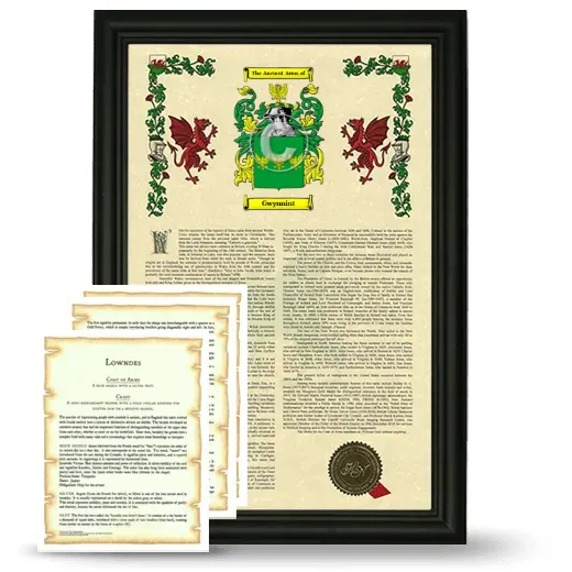 Gwynnint Framed Armorial History and Symbolism - Black