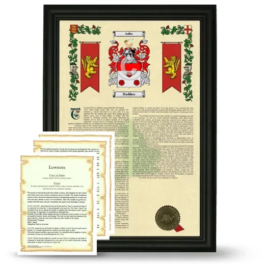 Haddan Framed Armorial History and Symbolism - Black