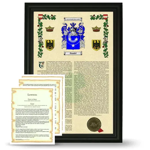 Handel Framed Armorial History and Symbolism - Black