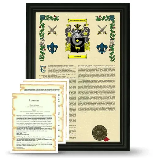 Henard Framed Armorial History and Symbolism - Black