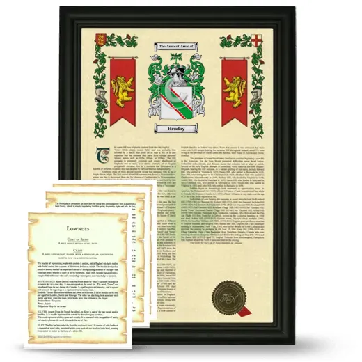 Henday Framed Armorial History and Symbolism - Black