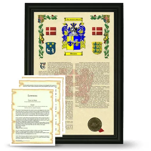 Hensen Framed Armorial History and Symbolism - Black