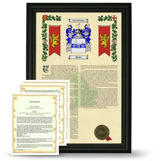 Heriet Framed Armorial History and Symbolism - Black