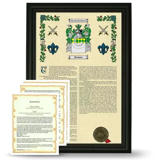 Hermais Framed Armorial History and Symbolism - Black