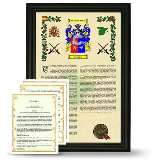 Hernaez Framed Armorial History and Symbolism - Black