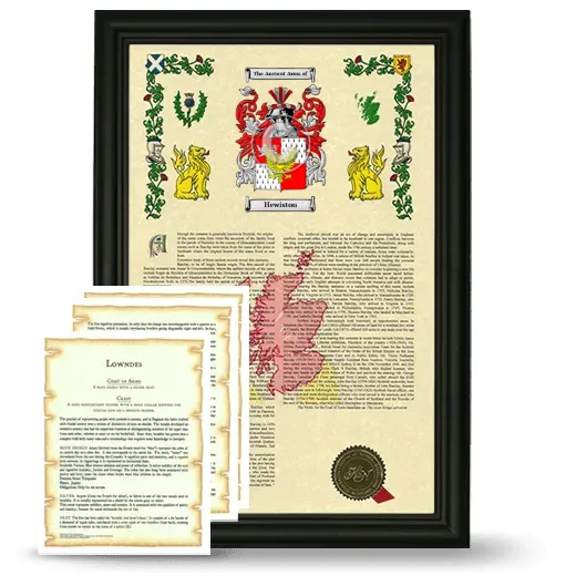 Hewiston Framed Armorial History and Symbolism - Black