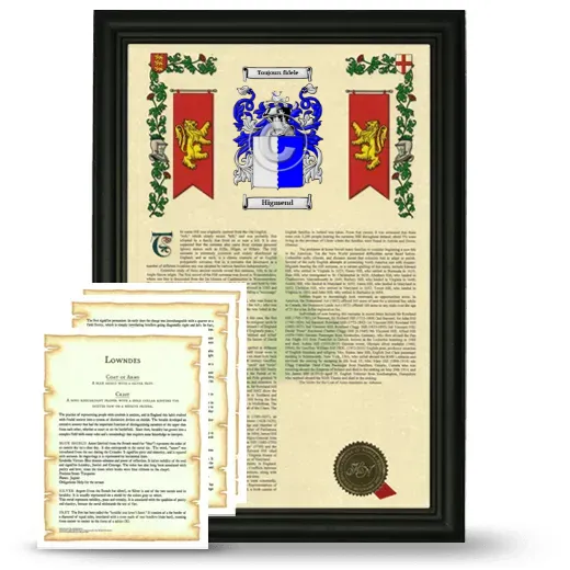 Higmend Framed Armorial History and Symbolism - Black