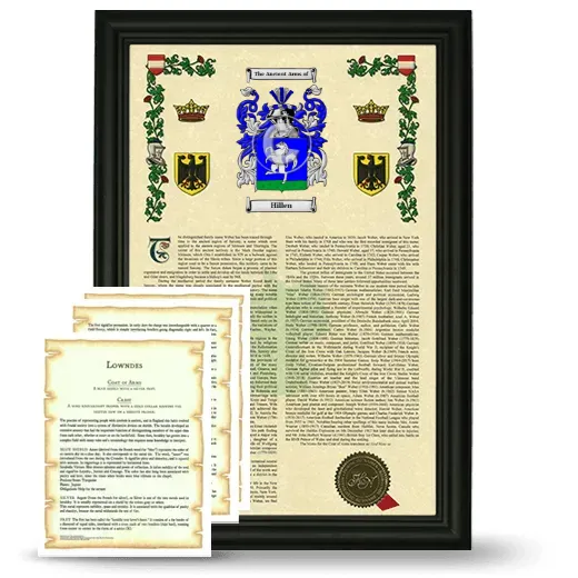 Hillen Framed Armorial History and Symbolism - Black