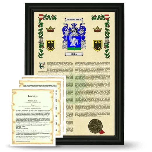 Hilles Framed Armorial History and Symbolism - Black