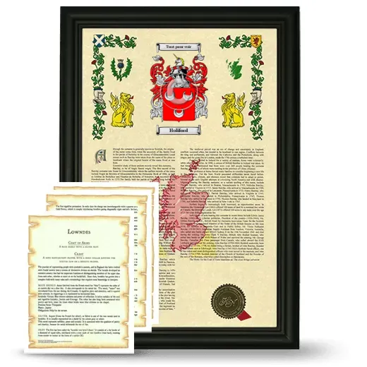 Holiford Framed Armorial History and Symbolism - Black