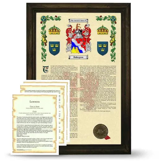 Holmgren Framed Armorial History and Symbolism - Brown