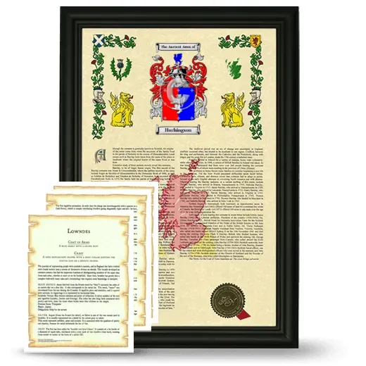 Huchingson Framed Armorial History and Symbolism - Black