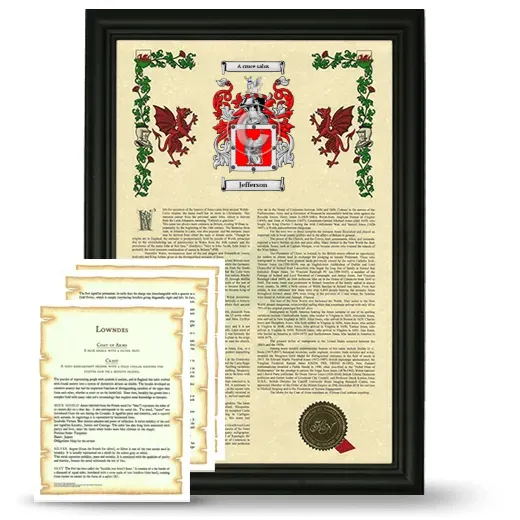 Jefferson Framed Armorial History and Symbolism - Black