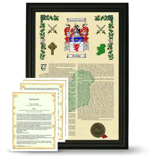 Jennings Framed Armorial History and Symbolism - Black