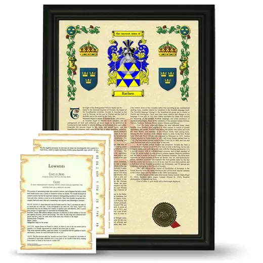 Karlsen Framed Armorial History and Symbolism - Black