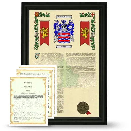 Kenys Framed Armorial History and Symbolism - Black