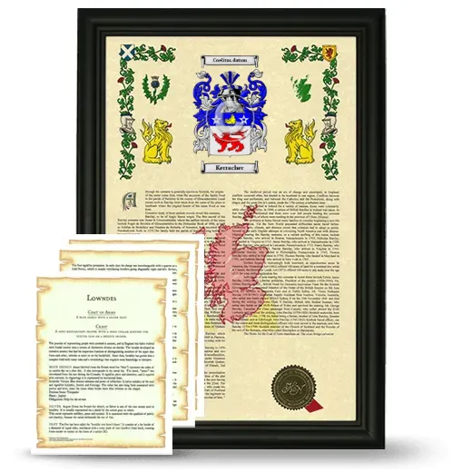 Kerracher Framed Armorial History and Symbolism - Black