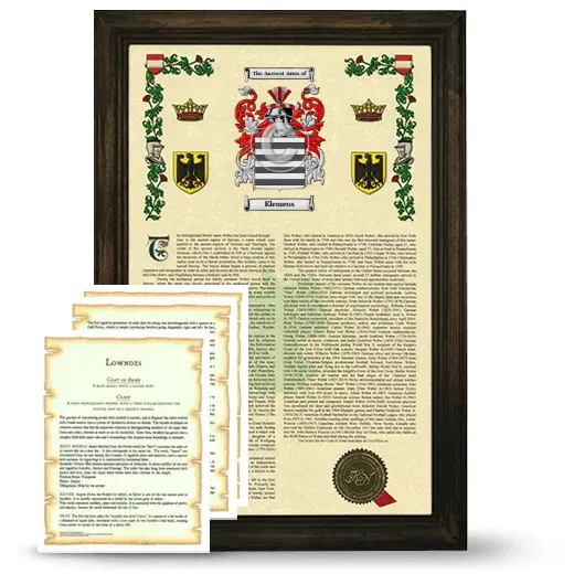 Klemens Framed Armorial History and Symbolism - Brown