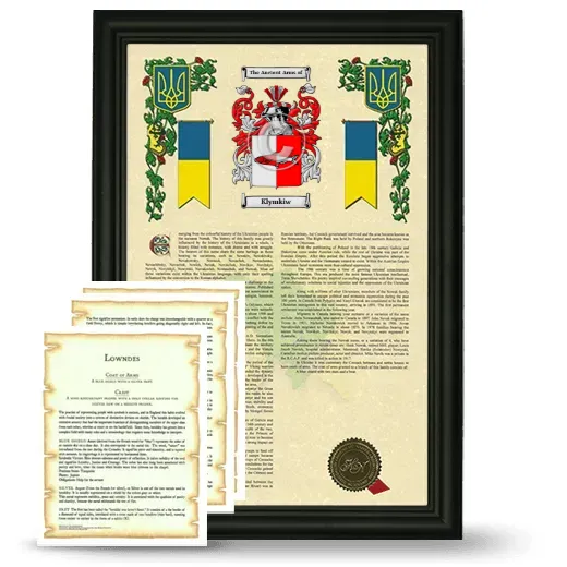 Klymkiw Framed Armorial History and Symbolism - Black