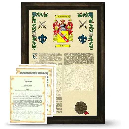 Labarr Framed Armorial History and Symbolism - Brown