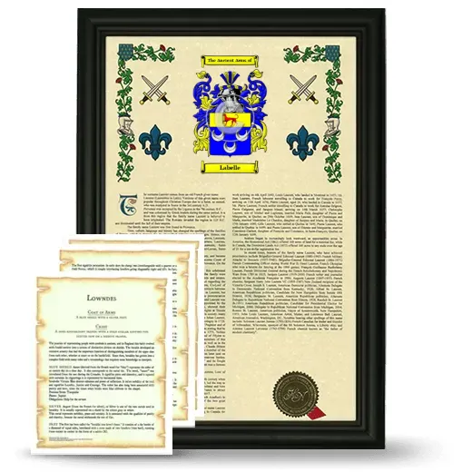 Labelle Framed Armorial History and Symbolism - Black