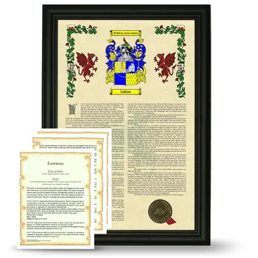 Lakine Framed Armorial History and Symbolism - Black