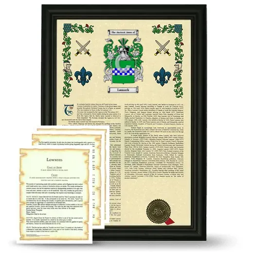Lamark Framed Armorial History and Symbolism - Black