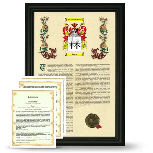 Lams Framed Armorial History and Symbolism - Black