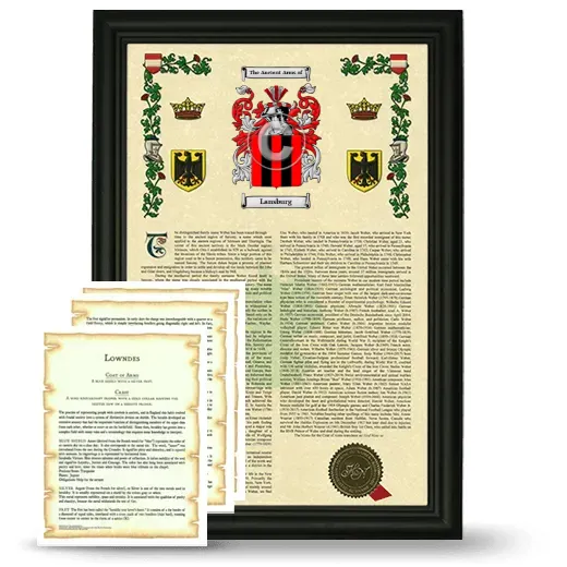 Lansburg Framed Armorial History and Symbolism - Black
