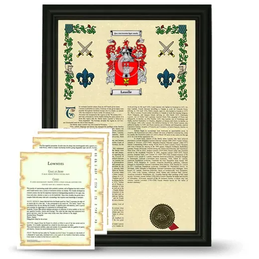 Lasalle Framed Armorial History and Symbolism - Black