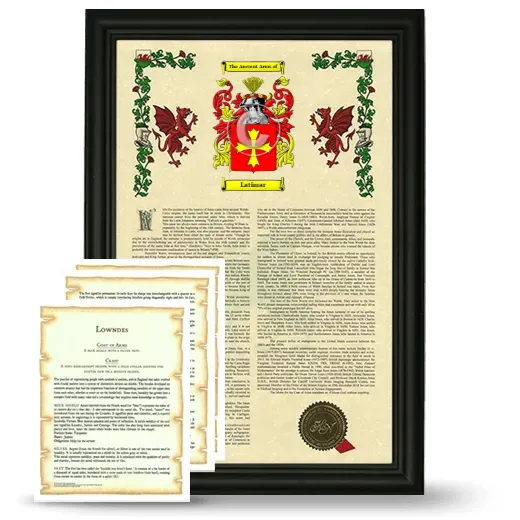 Latimar Framed Armorial History and Symbolism - Black