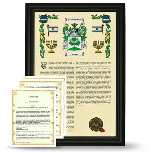 Lehman Framed Armorial History and Symbolism - Black
