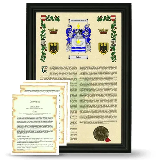 Leier Framed Armorial History and Symbolism - Black