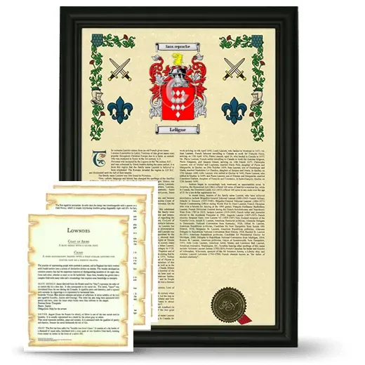 Leligne Framed Armorial History and Symbolism - Black