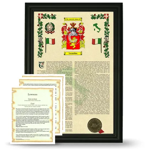 Lenardon Framed Armorial History and Symbolism - Black