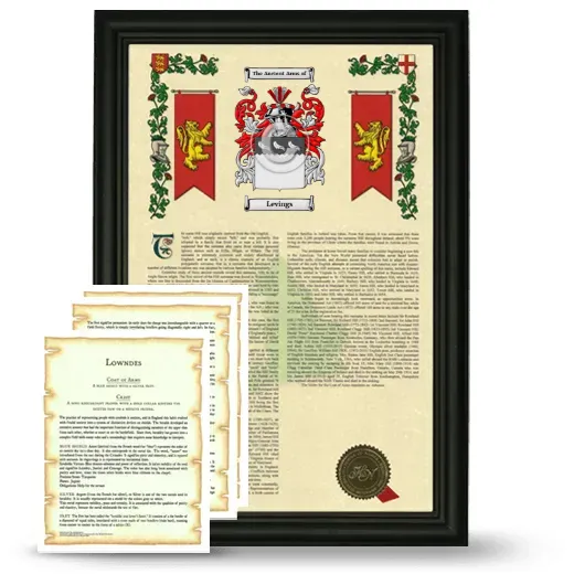 Levings Framed Armorial History and Symbolism - Black