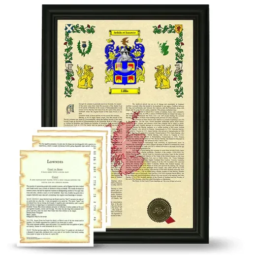 Lillis Framed Armorial History and Symbolism - Black