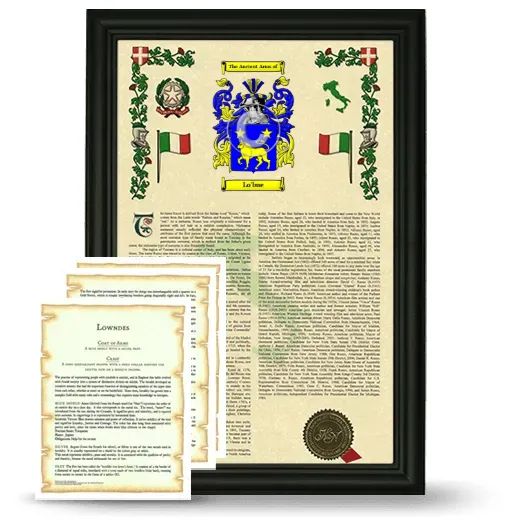 Lo'bue Framed Armorial History and Symbolism - Black