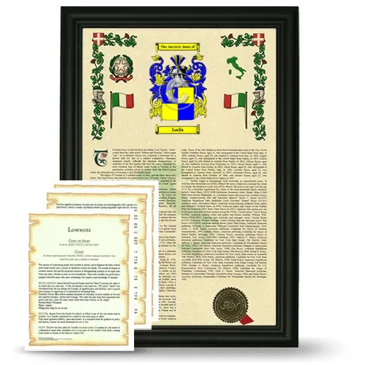 Lodis Framed Armorial History and Symbolism - Black